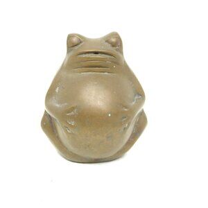 Brass Pot Belly Whimsical Sitting Frog Solid Chubby Figurine Vintage MCM 1960-70